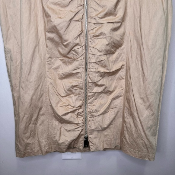 Adolfo Dominguez Tan Full Zip Pencil Skirt Size 10 100% Cotton Front Pockets - Picture 4 of 10